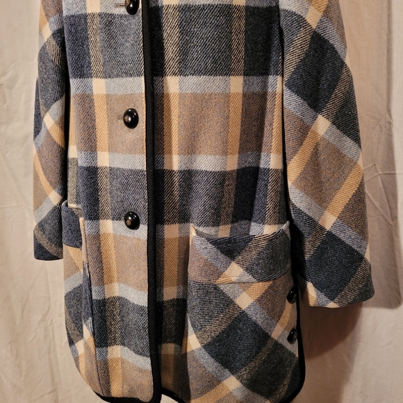 Vtg Penguin Fashions Plaid Wool Blend Peacoat - Picture 3 of 15
